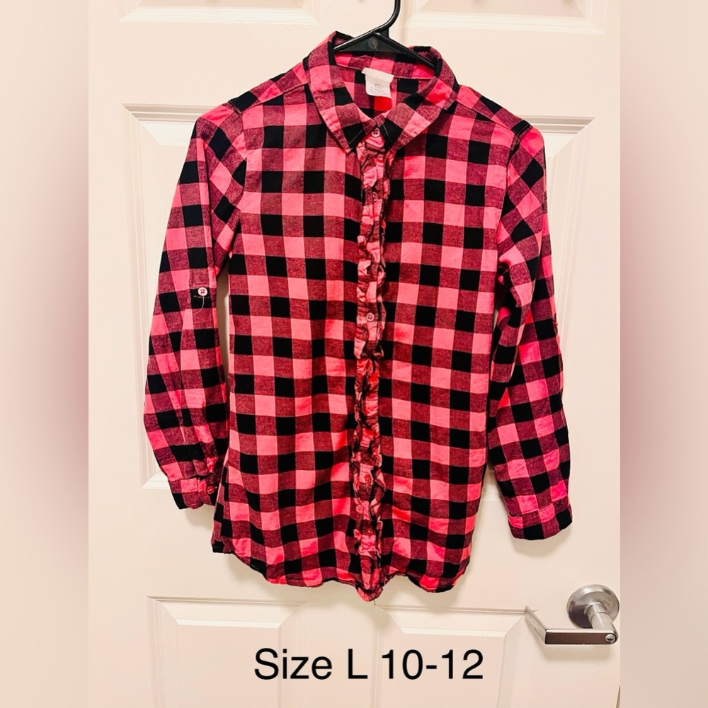 Girls Flannel Hot Pink & Black